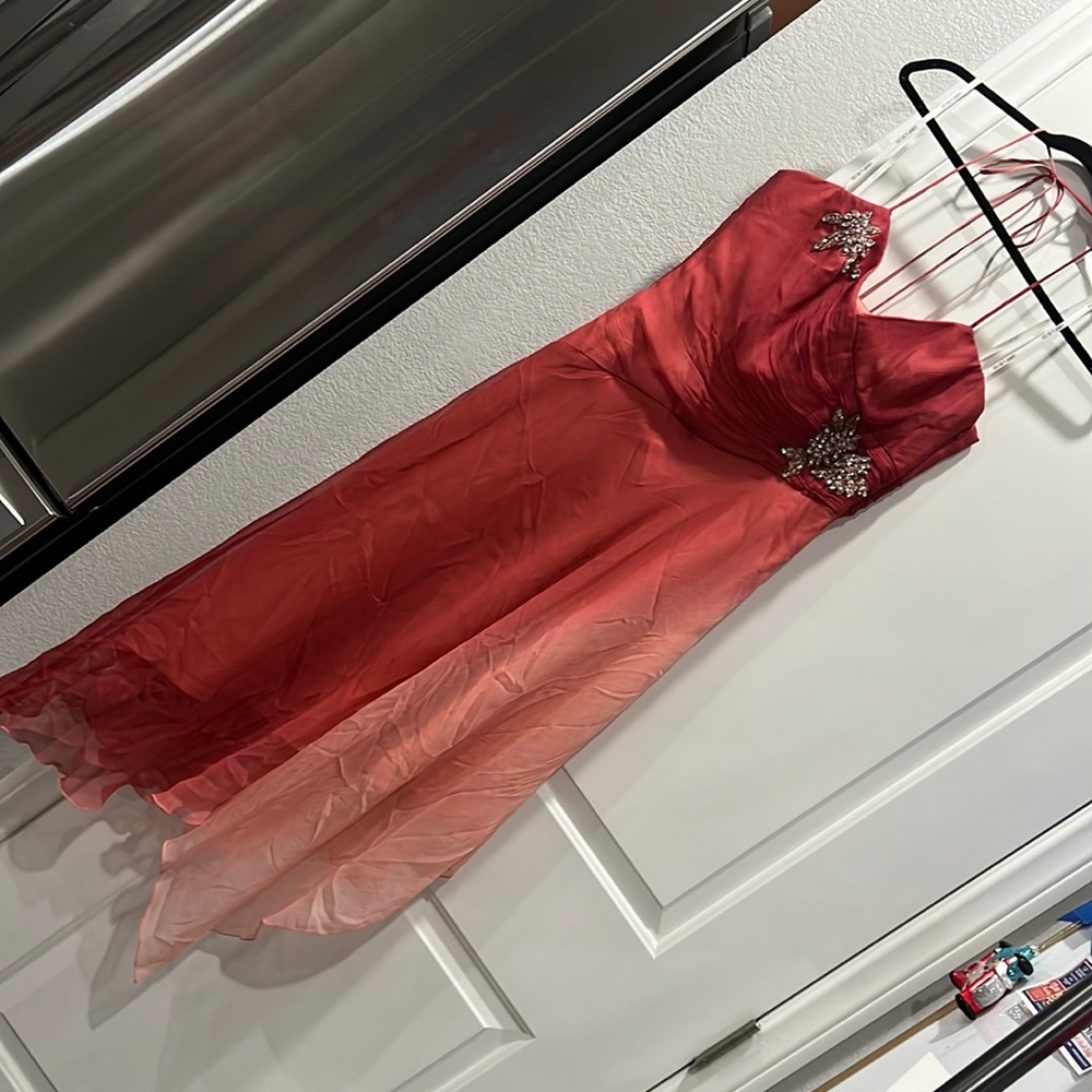 Pink Flowy Ombré Halter Dress with Silver Sequin embellishments
